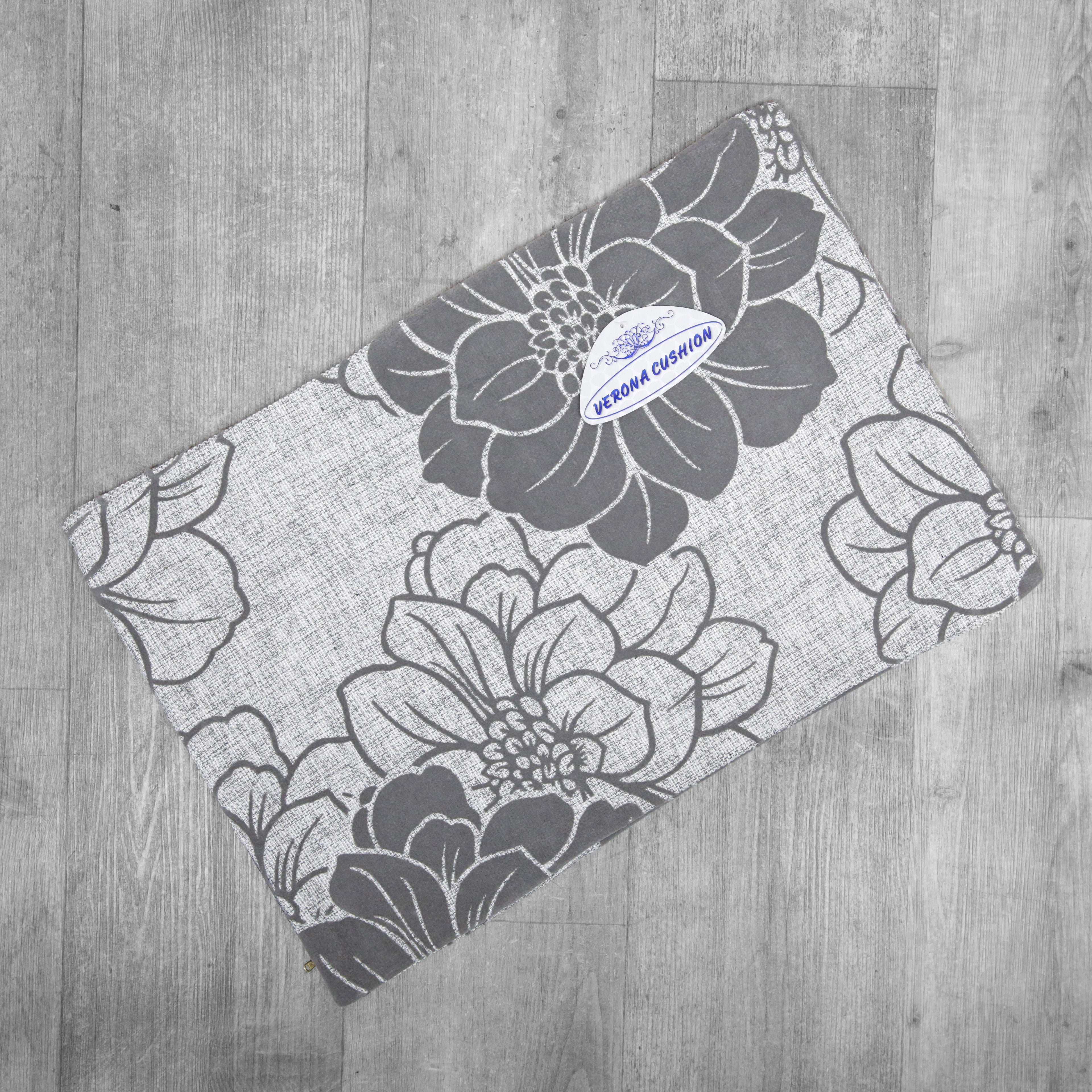 Verona Cushion Cover - Grey Flowers - 60 x 40cm