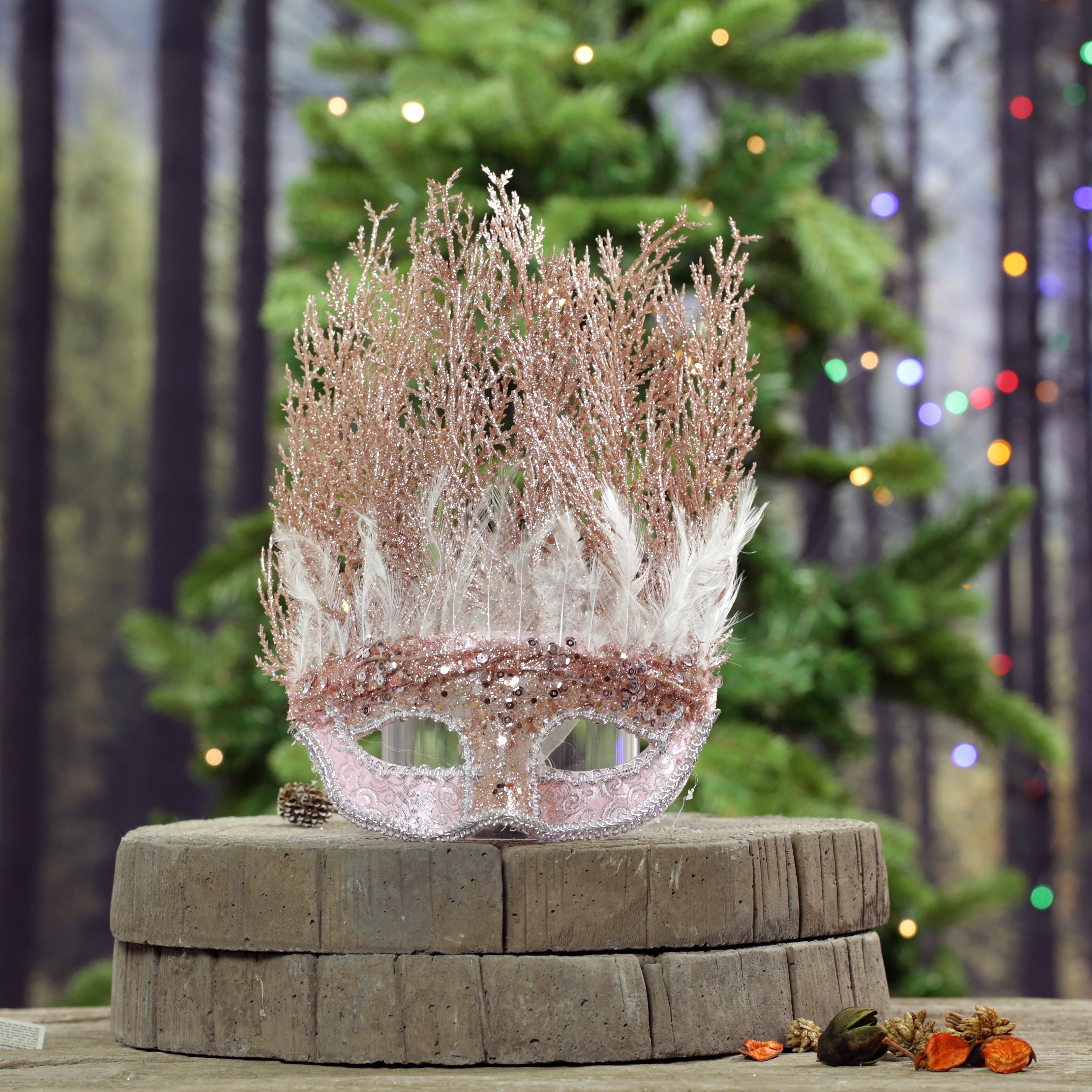 Christmas Masquerade Mask - Pink