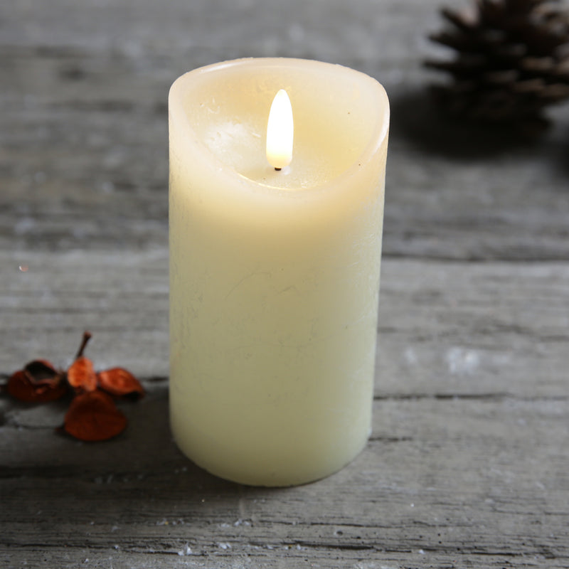 LED Ivory Flicker Pillar Candle with Timer - Small, Medium or Large