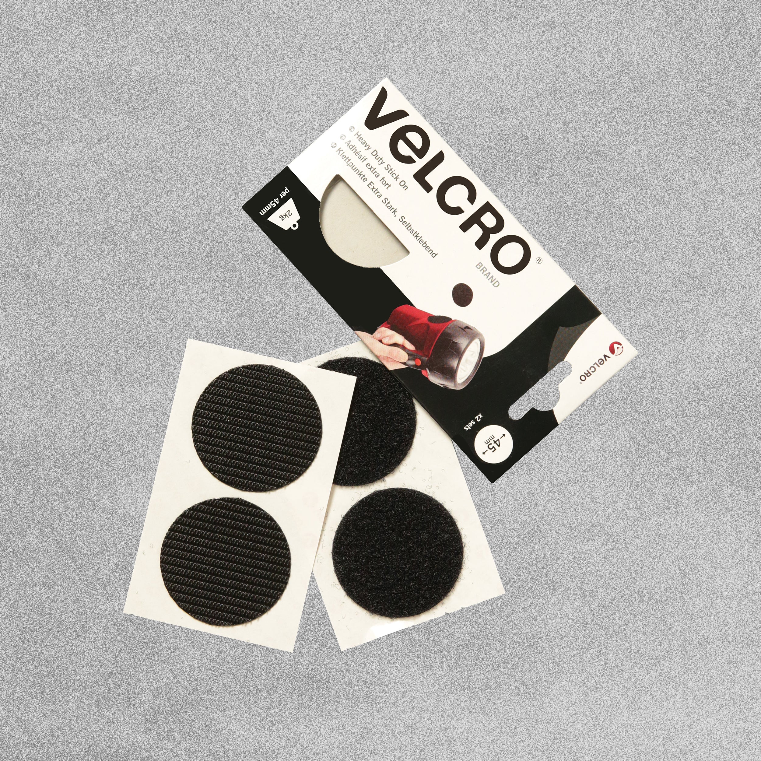Velcro Brand Heavy Duty Stick On Coins 45mm Black - Pack of 2 Sets