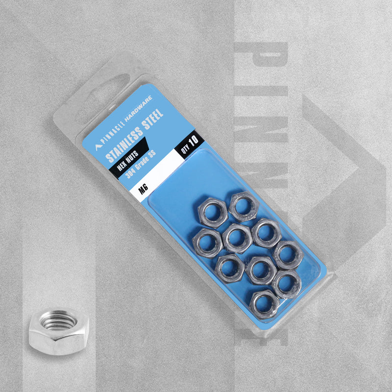 Sandleford Pinnacle Hardware - Hex Nuts Stainless Steel M6 - Pack of 10