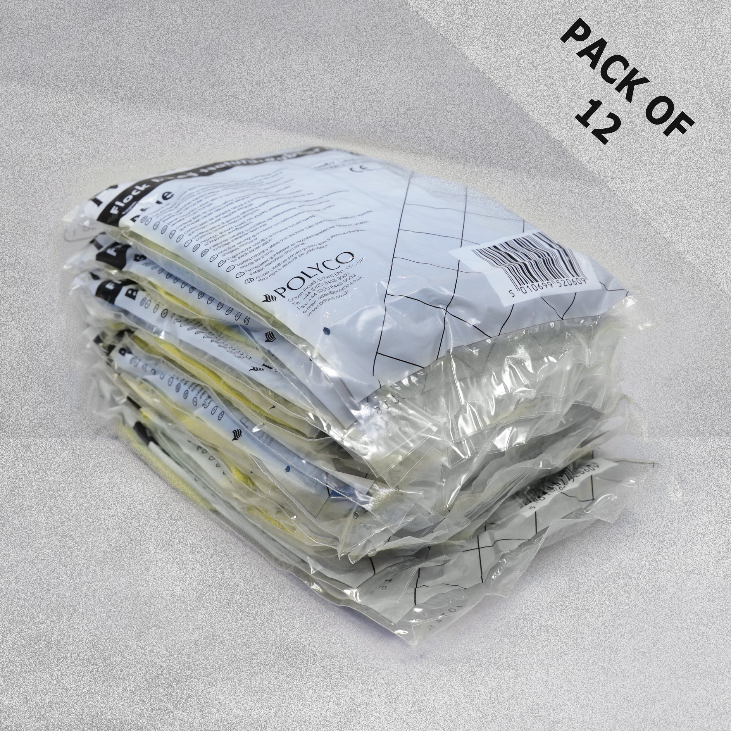 Matrix Flock Lined Natural Rubber Household Gloves Yellow Large Size 9 - Pack of 12 Pairs