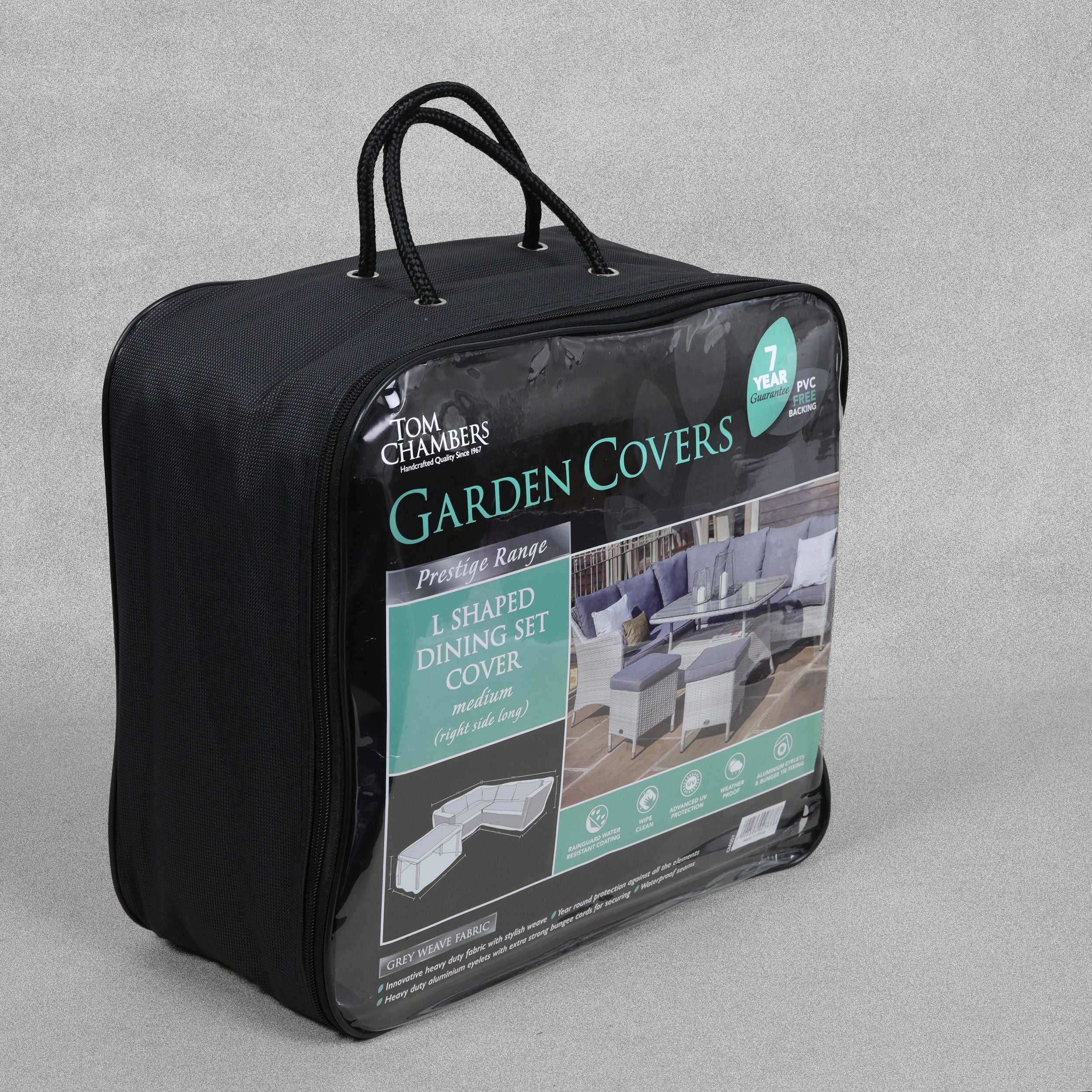 Tom Chambers Prestige Range Garden Covers - L Shaped Dining Set Cover Medium - Grey