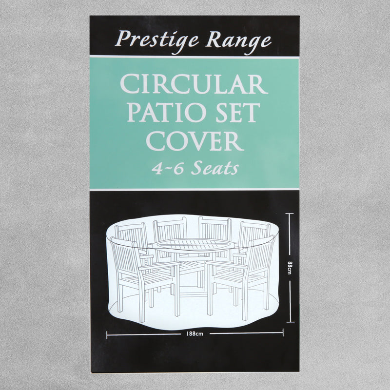 Tom Chambers Prestige Range Garden Covers - Circular Patio Set Cover 4-6 Seats - Grey