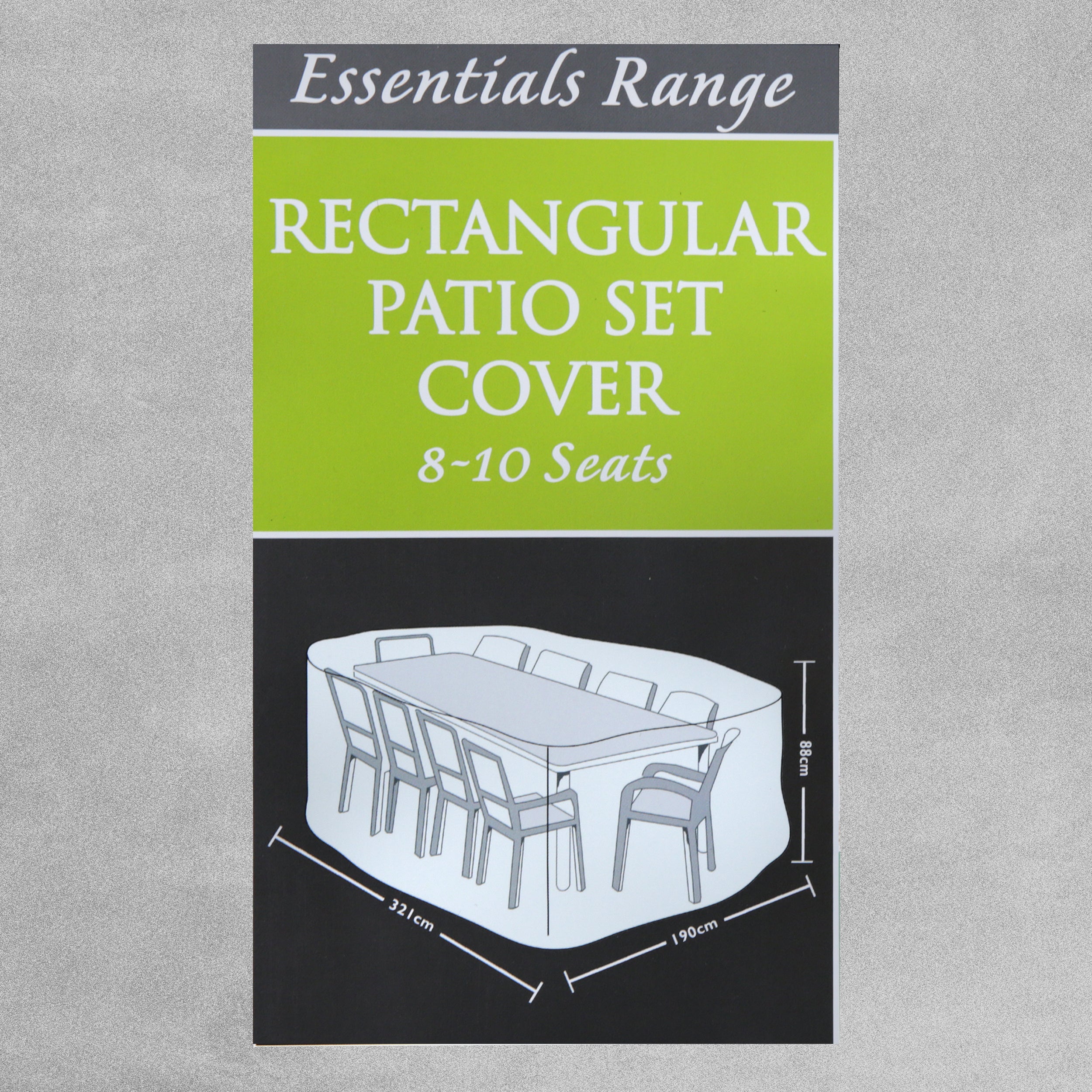 Tom Chambers Essentials Range Garden Covers - Rectangular Patio Set Cover 8-10 Seats - Green/Black