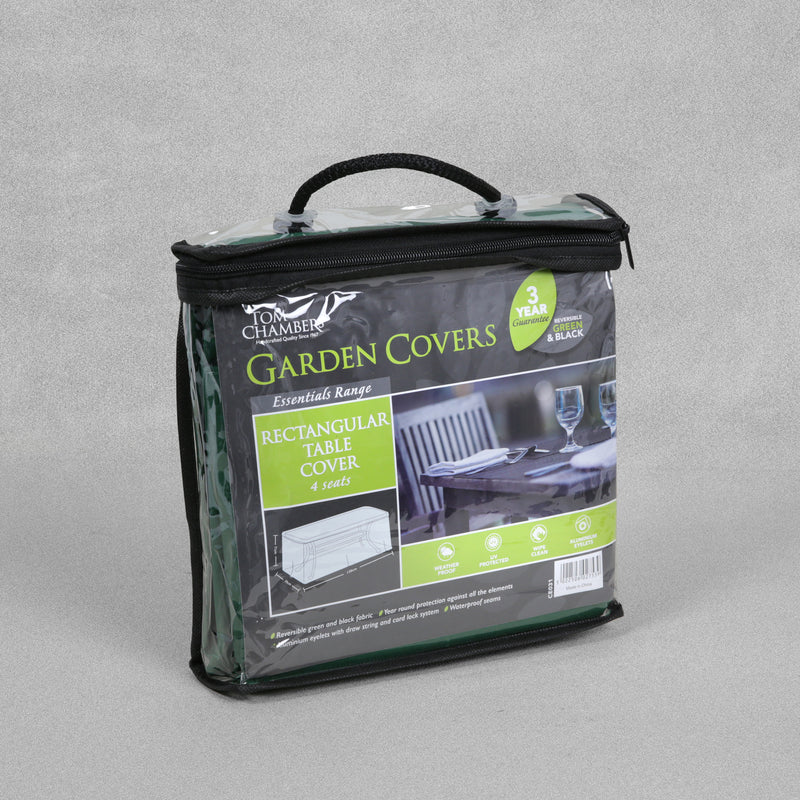 Tom Chambers Essentials Range Garden Covers - Rectangular Table Cover 4 Seats - Green/Black