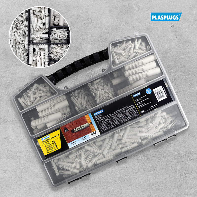 Nylon Plug Assortment - 405 Pack by Plasplugs, sold by In-Excess