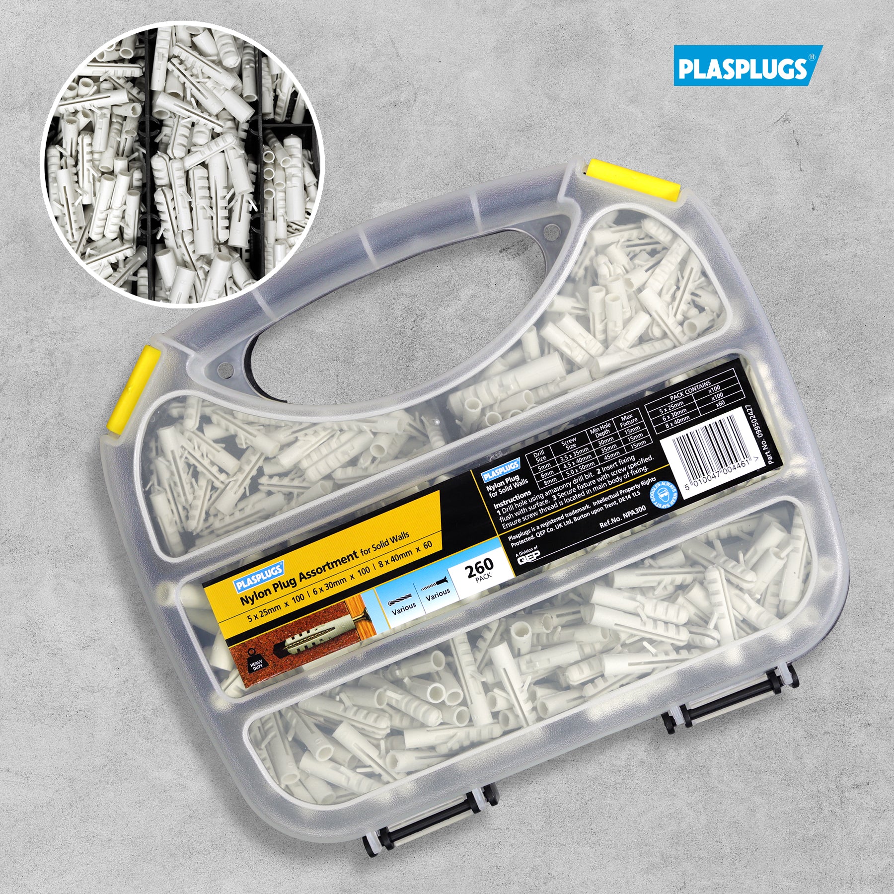 Nylon Plug Assortment - 260 Pack by Plasplugs, sold by in-Excess