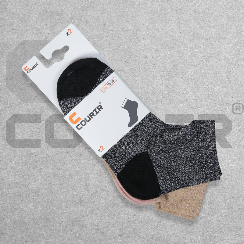 Courir Lurex Metallic Quarter Socks Pink/Black Size 35-38 (UK 3-5) - 2 Pairs