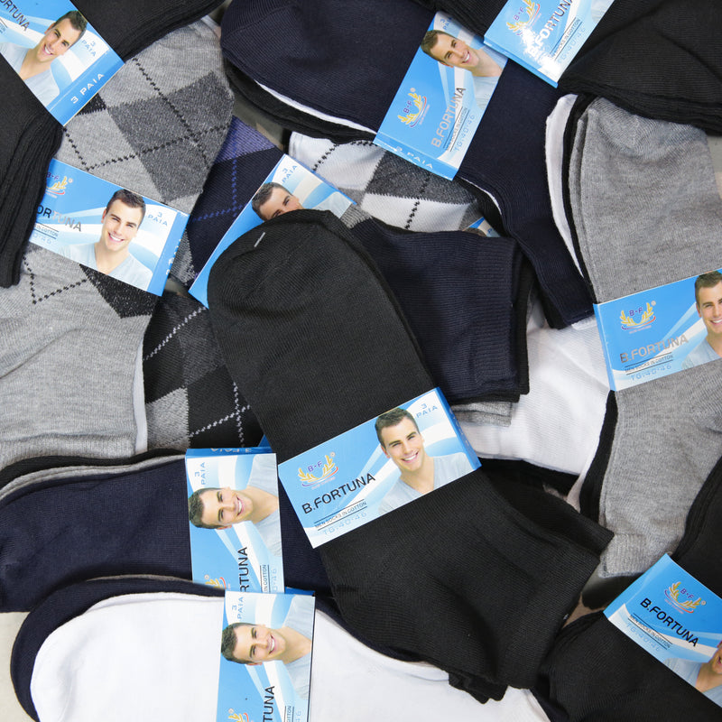 B.Fortuna Mens Socks Assorted Pattern Size 40-46 (UK 7-11) - 3 Pairs