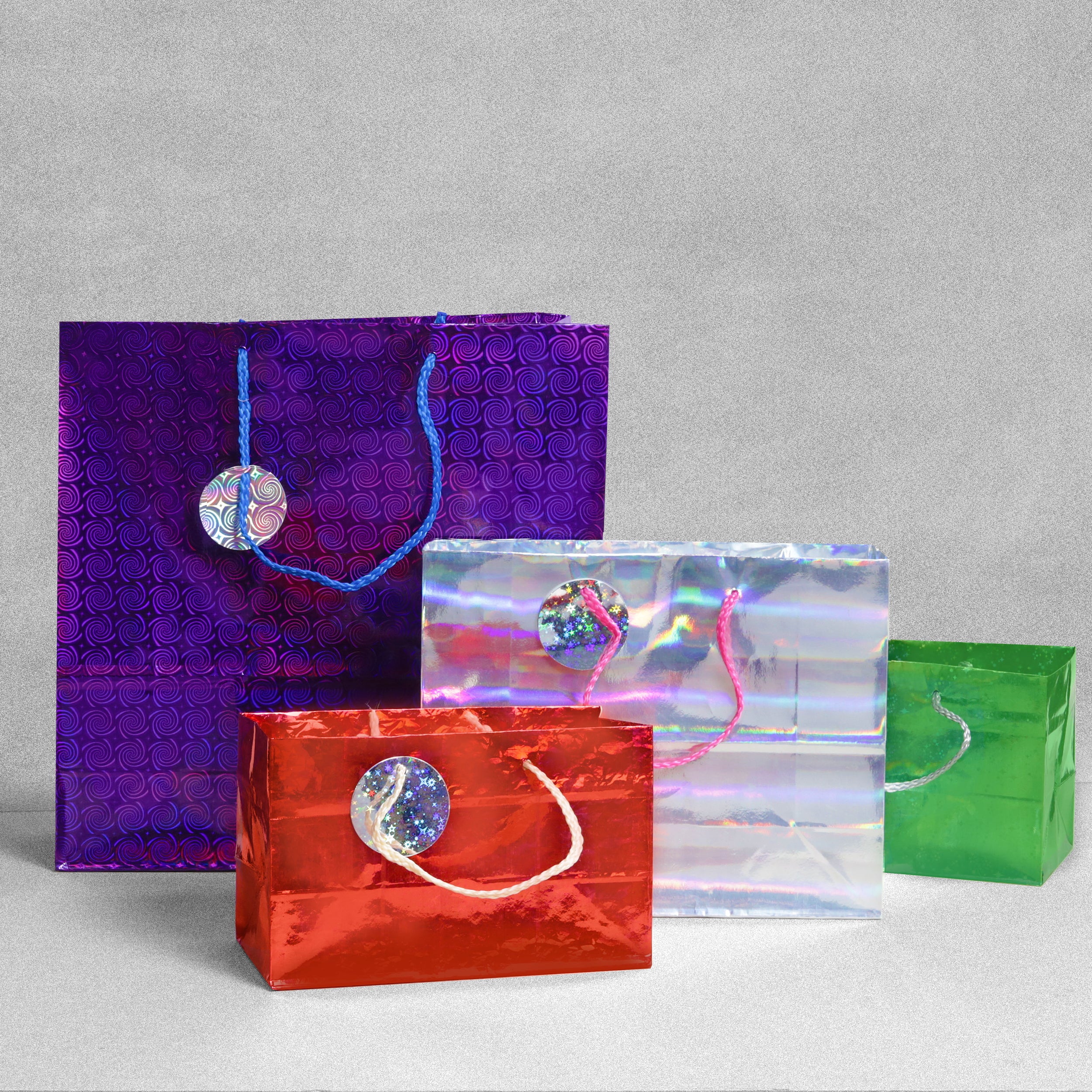Holographic Gift Bags - 4 Pack of Assorted Colours