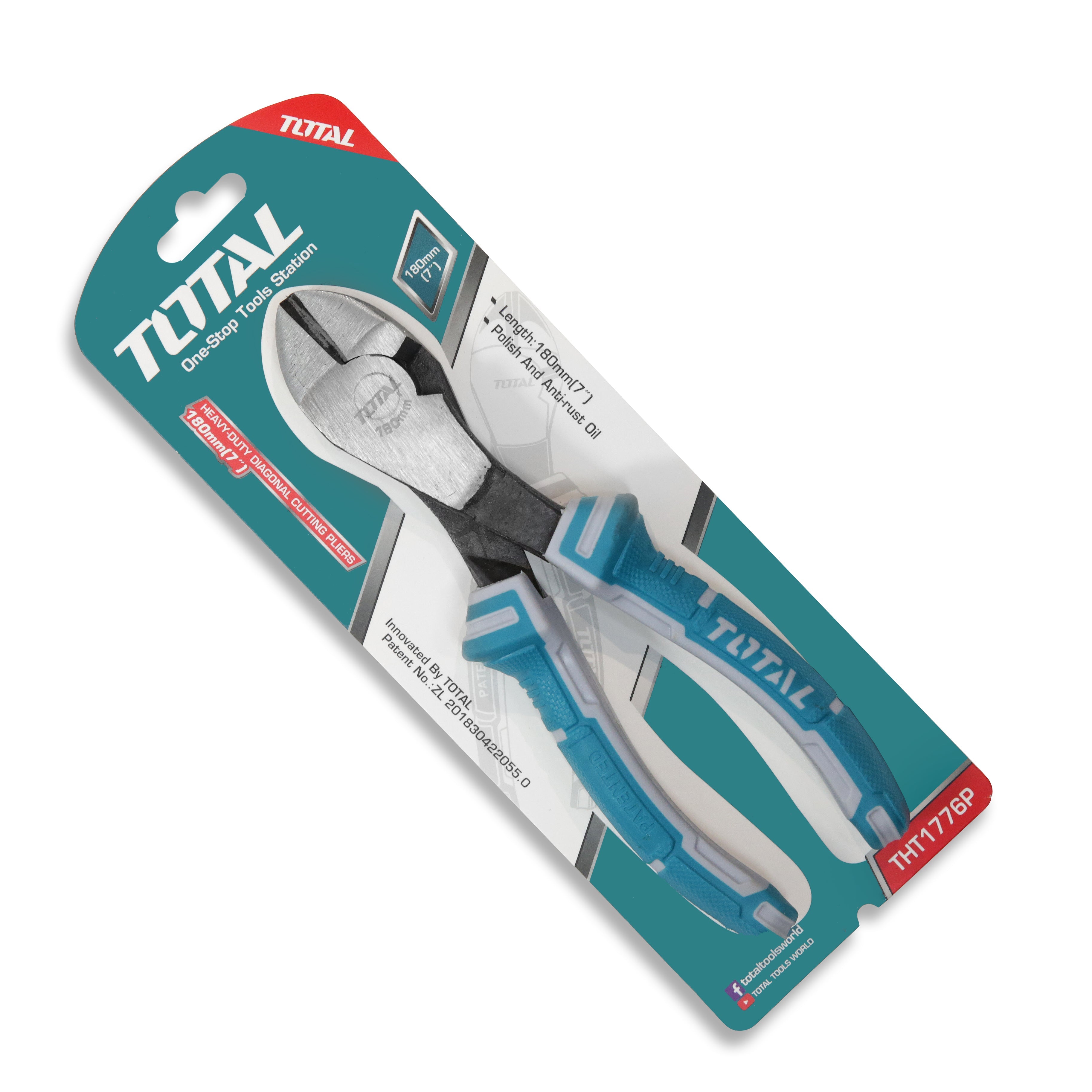 Total Heavy Duty Diagonal Side Cutting Pliers 180mm 7" - THT1776P