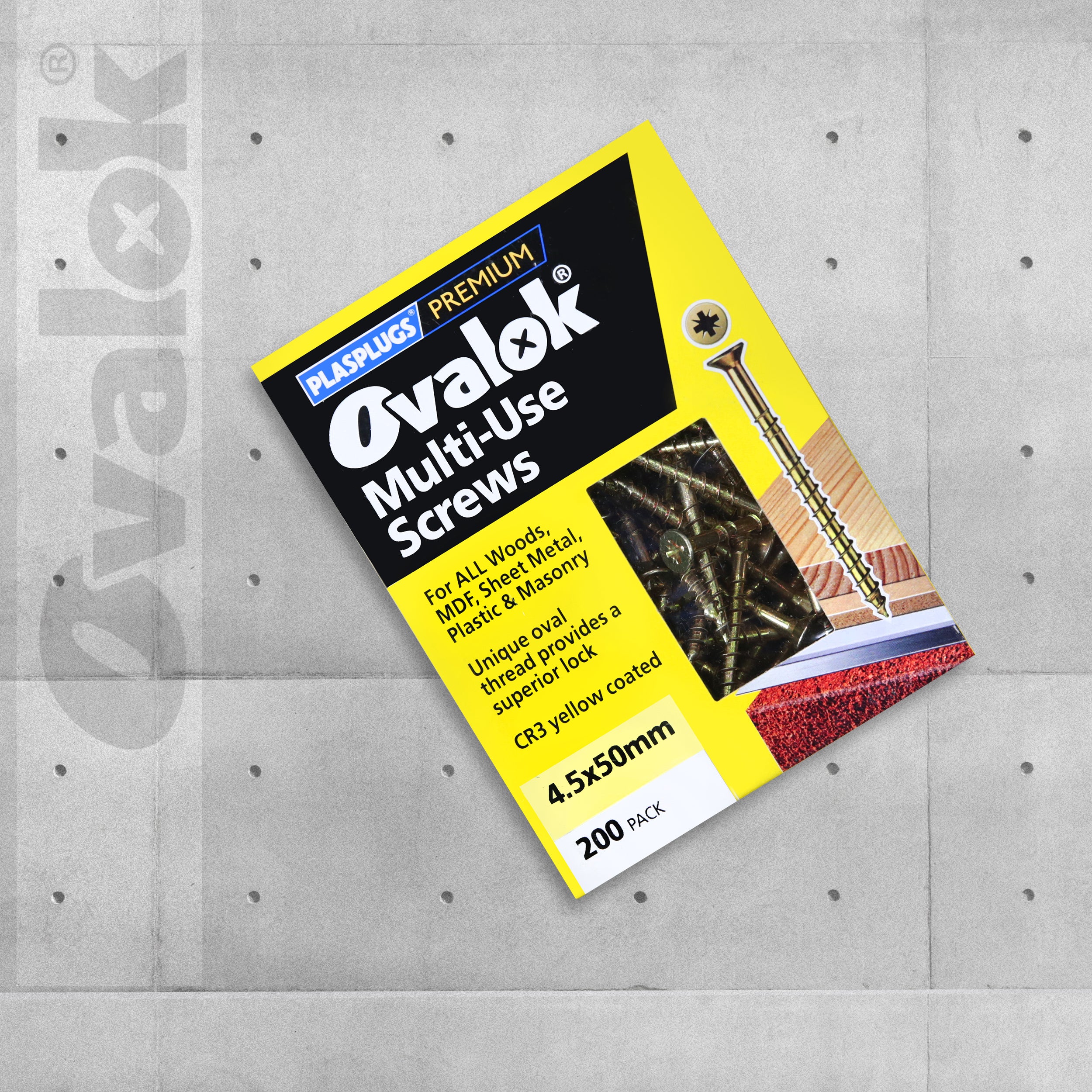 Plasplugs Ovalok Traditional Multi Purpose Screws 4.5 x 50mm - Pack of 200