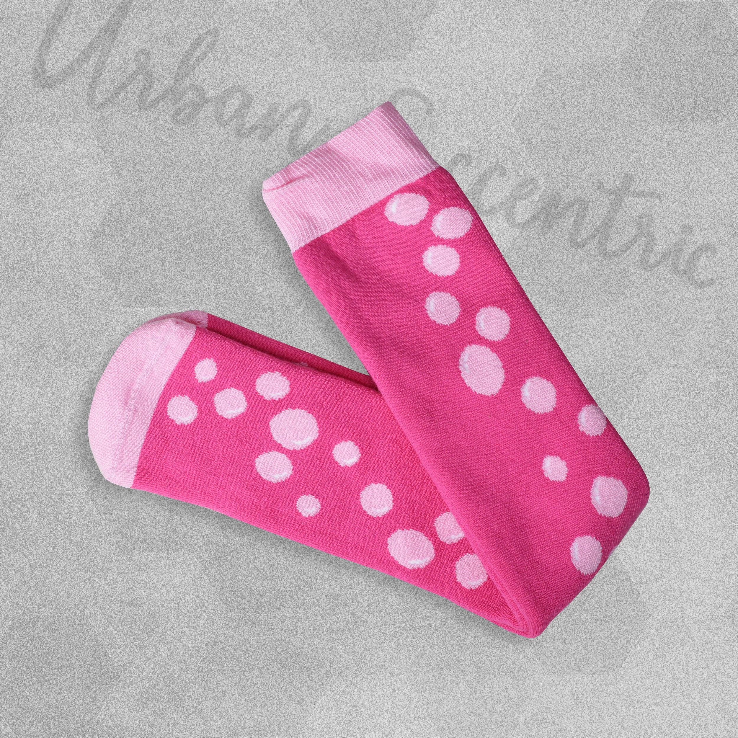 Urban Eccentric Ladies Full Terry Welly Socks Pink Bubbles - 1 Pair - UK 4-8 / EU 37-42