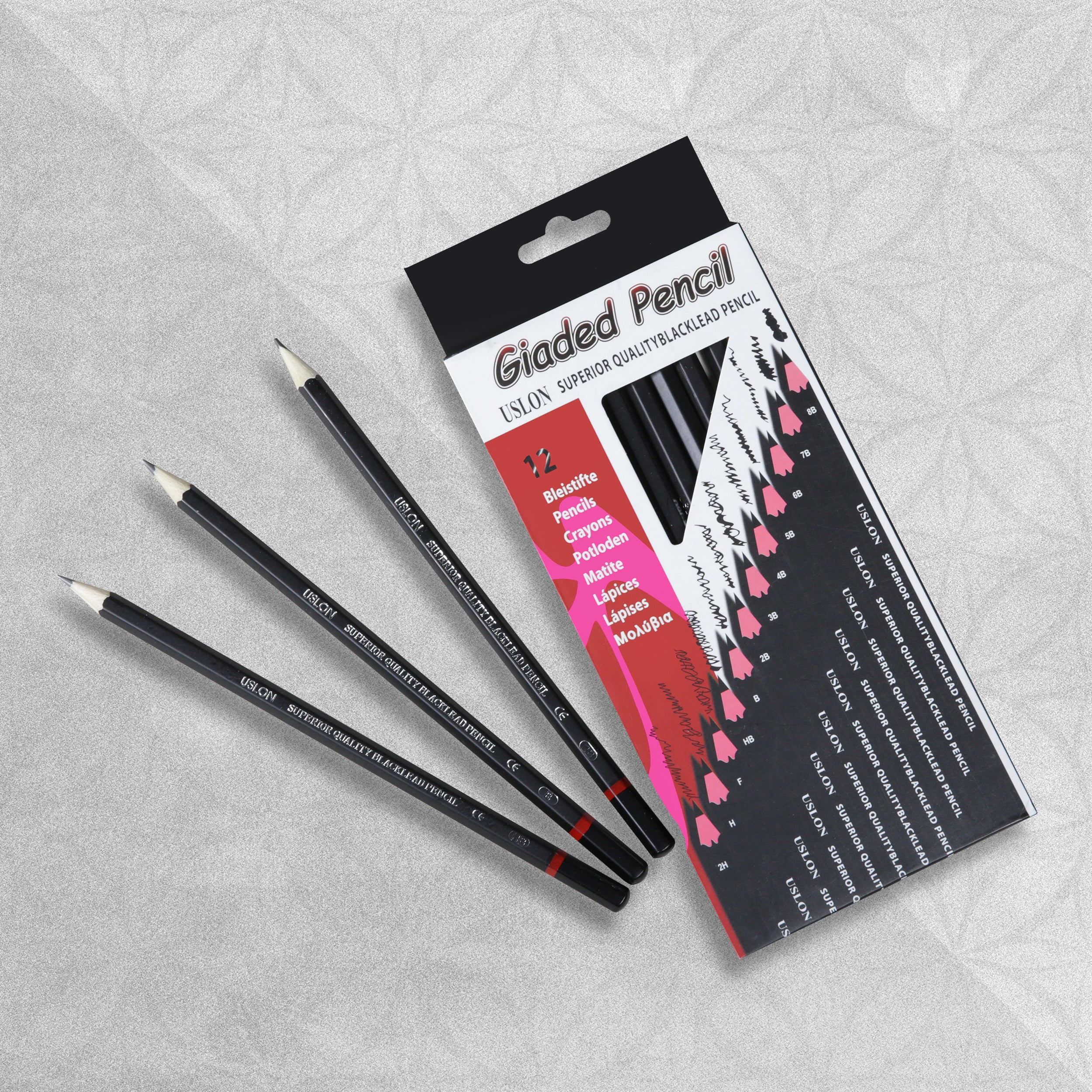 Uslon Graded Pencil Set 8B to 2H - Set of 12