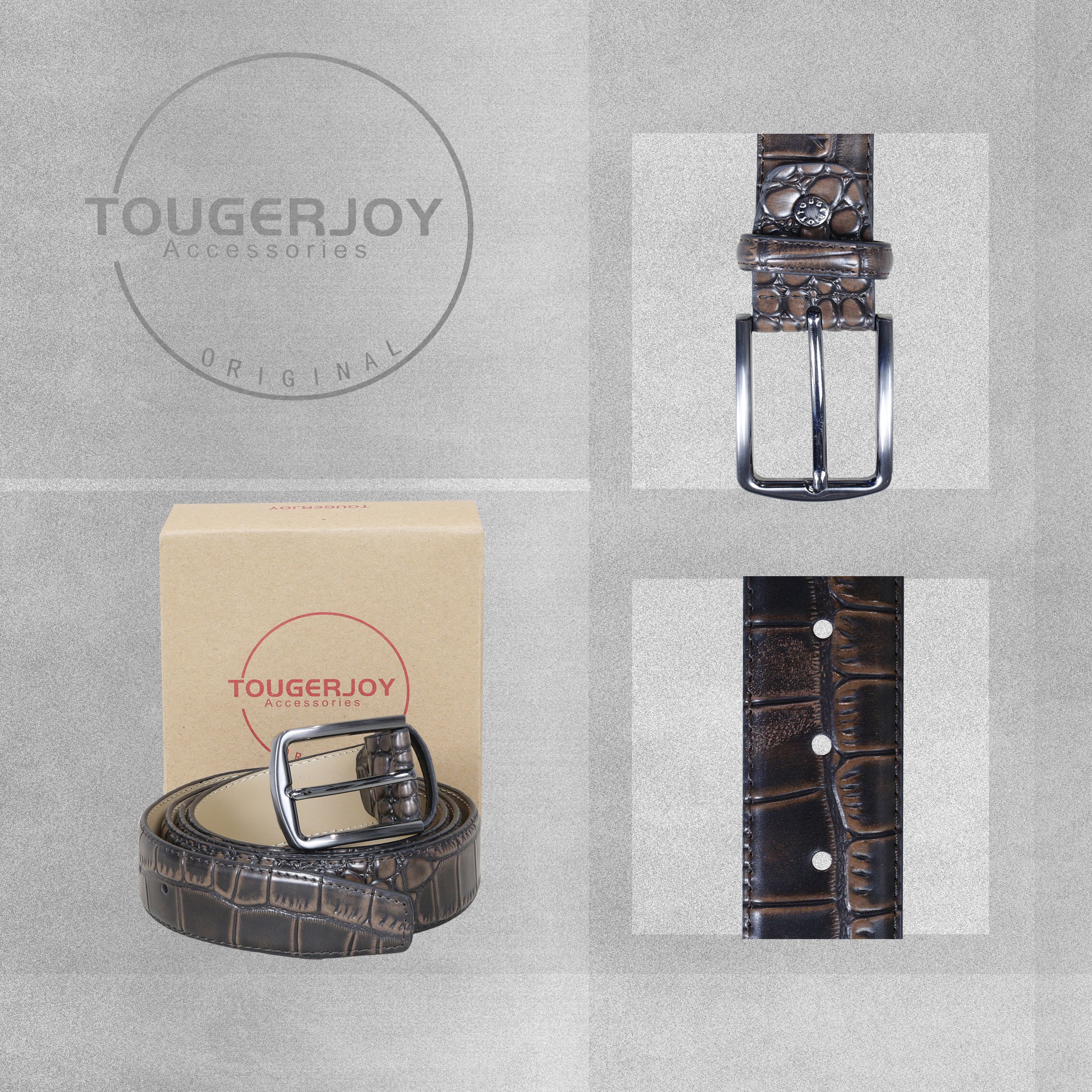 Tougerjoy Real Leather Mens Belt - Brown