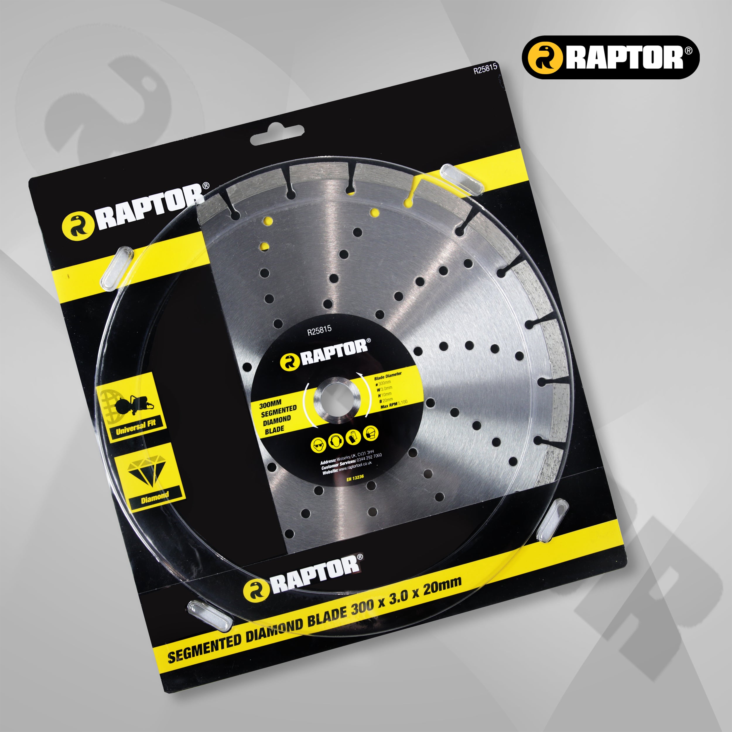 Raptor Diamond Segmented Blade - 300 x 3.0 x 20mm