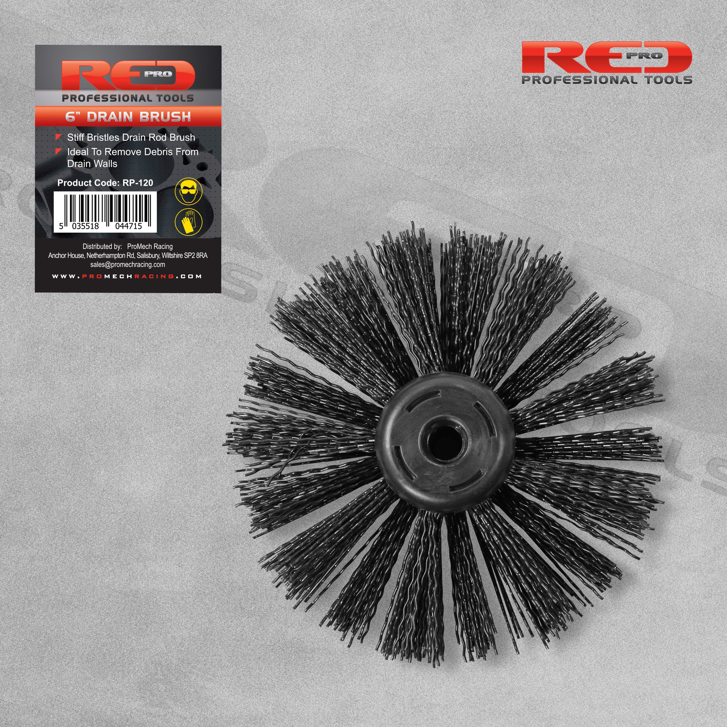 Red Pro 6" 150mm Drain Rod Brush