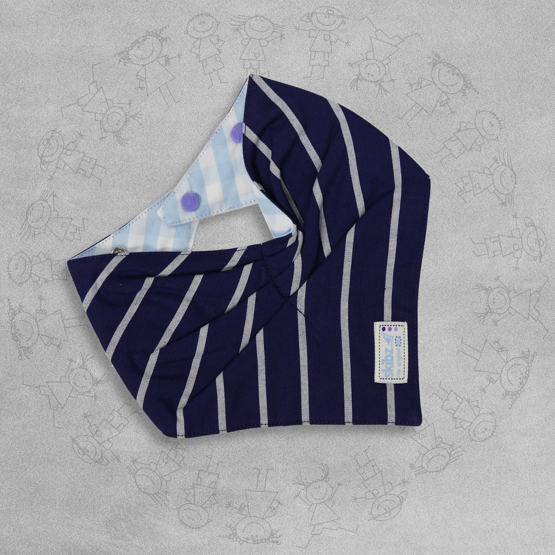 Skibz Original Bandana Baby Bib - Navy Nautical Stripe