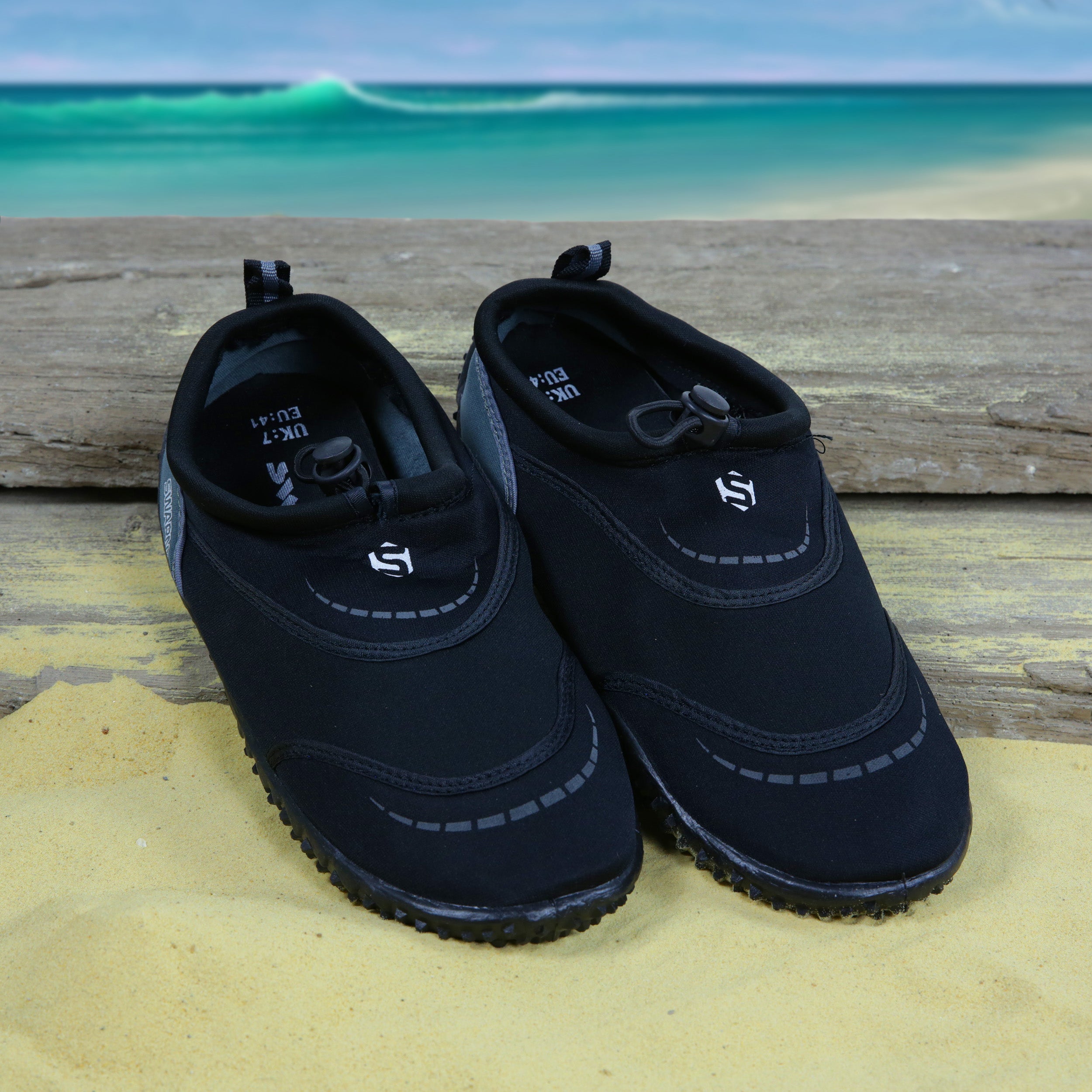 Typhoon Swarm Aqua Beach Shoes Black/Grey Trim - Adults - UK 7 / EUR 41