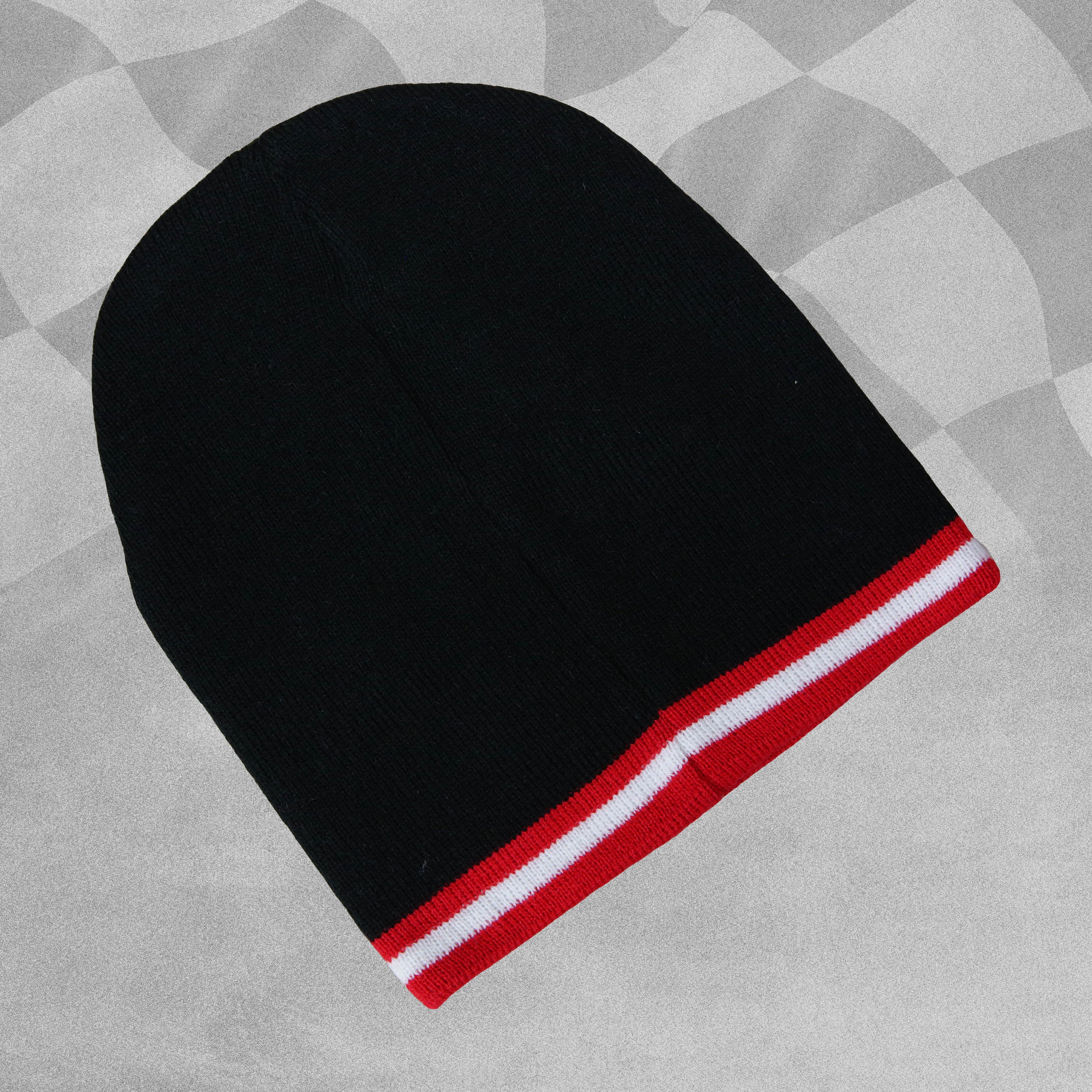 Isle of Man Road Races Black/Red/White Knitted Beanie Hat