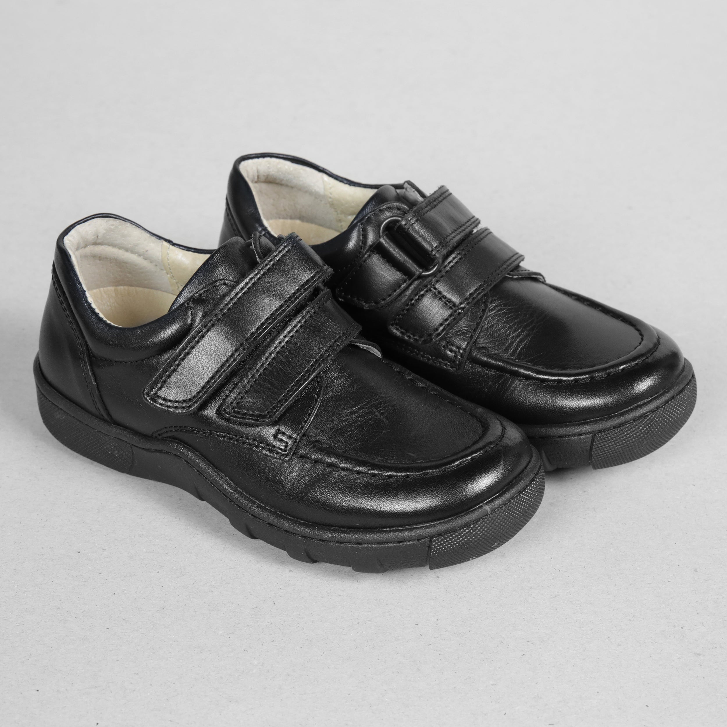 Petasil Pierre Kids Boys Black Leather School Shoes