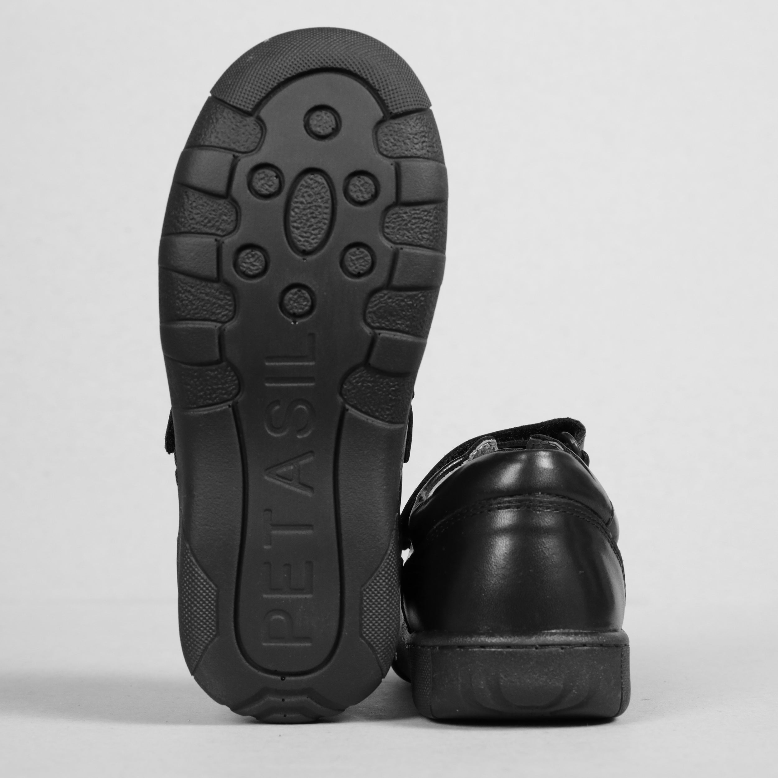 Petasil Pierre Kids Boys Black Leather School Shoes