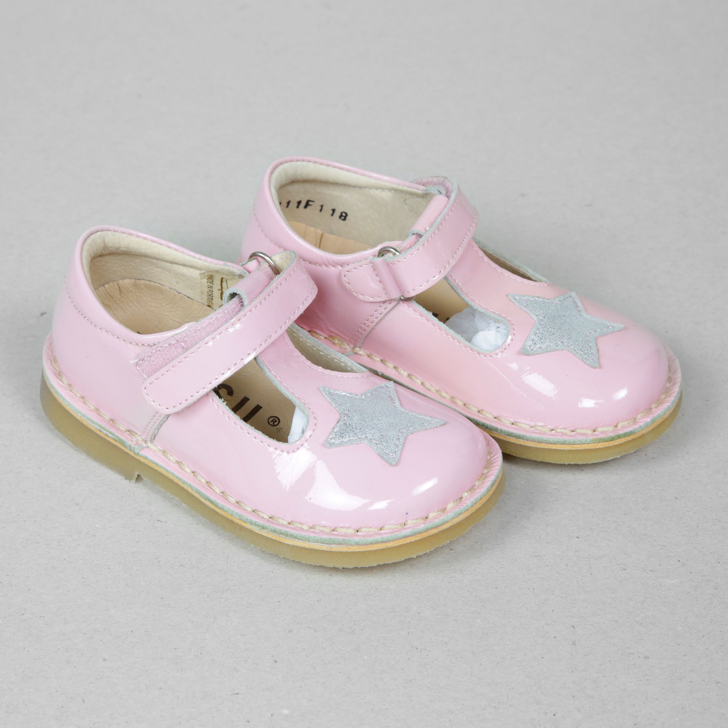 Petasil Creuza Kids Girls Pink Patent Leather Buckle Shoes