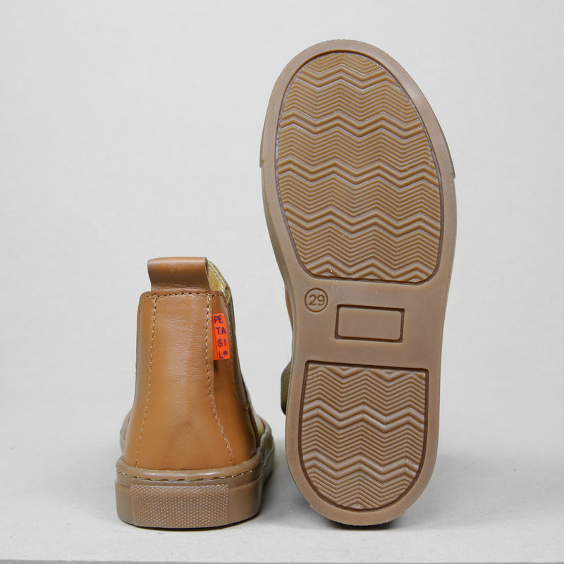 Petasil Venti Kids Boys Tan/Light Brown Slip-On Leather Boots