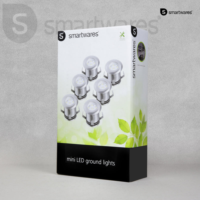 Smartwares Mini LED Ground Lights IP67 - Set of 6 - Stainless Steel