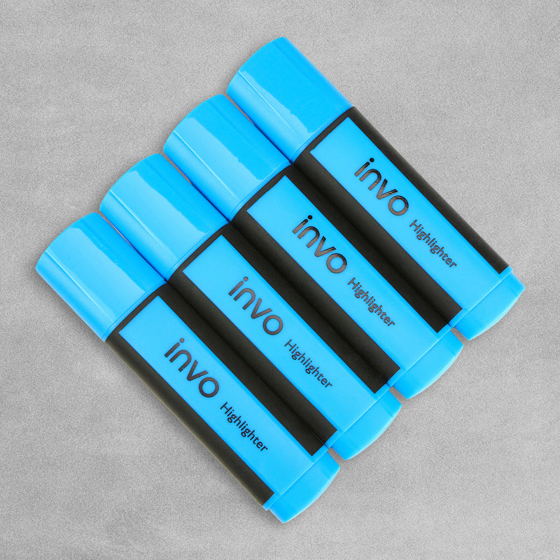INVO Chisel Tip Highlighters Blue Ink - Pack of 4