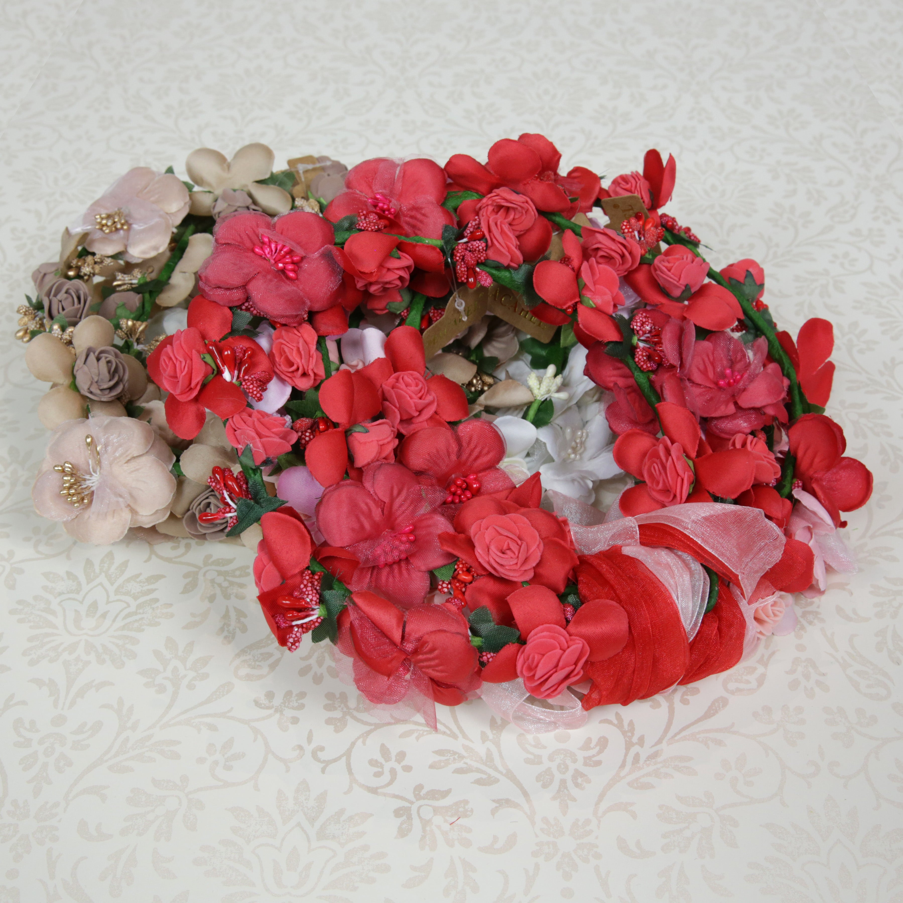 Miniature Roses Ribbon Flower Crowns - Pack of 12