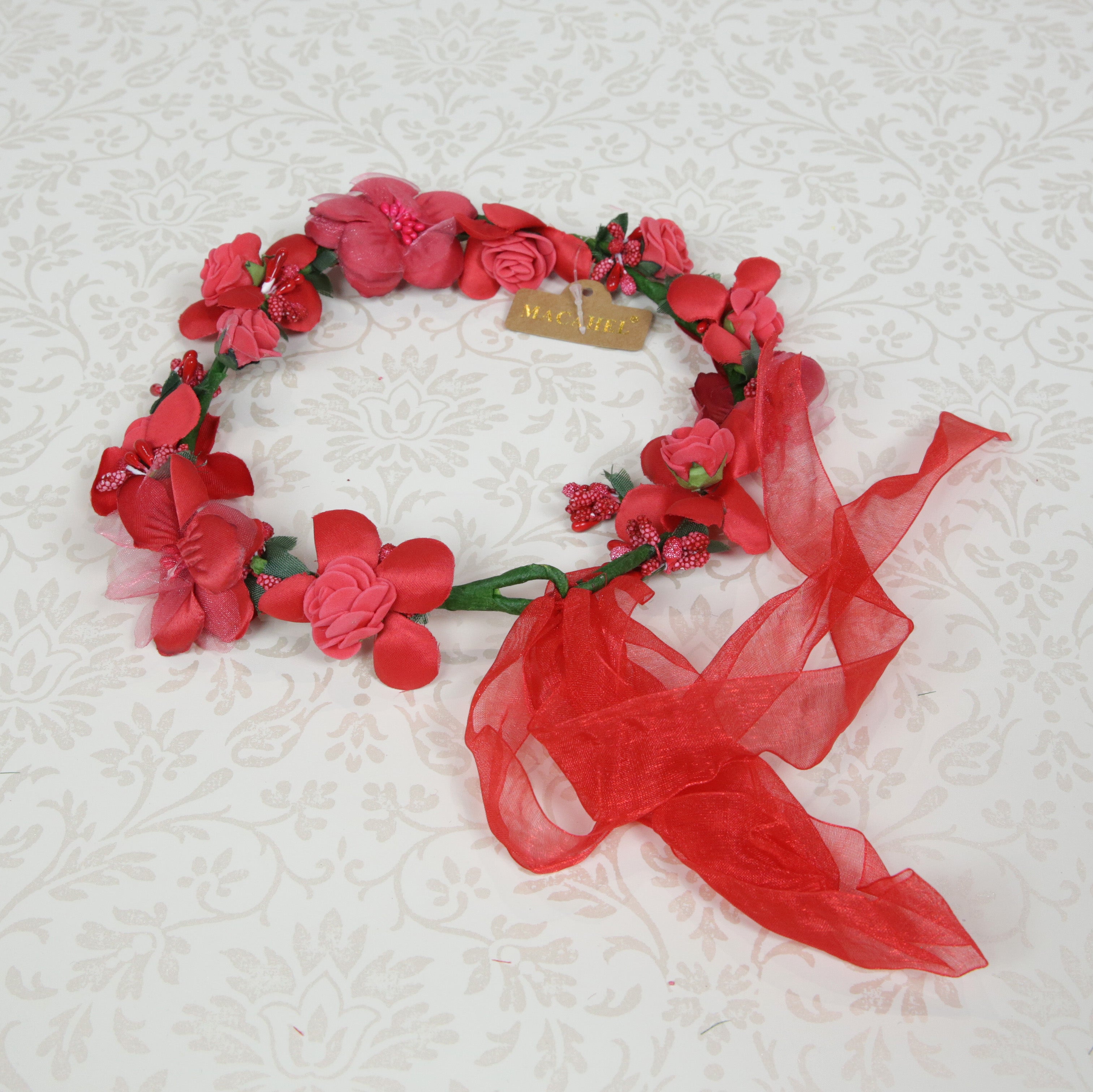 Miniature Roses Ribbon Flower Crowns - Pack of 12