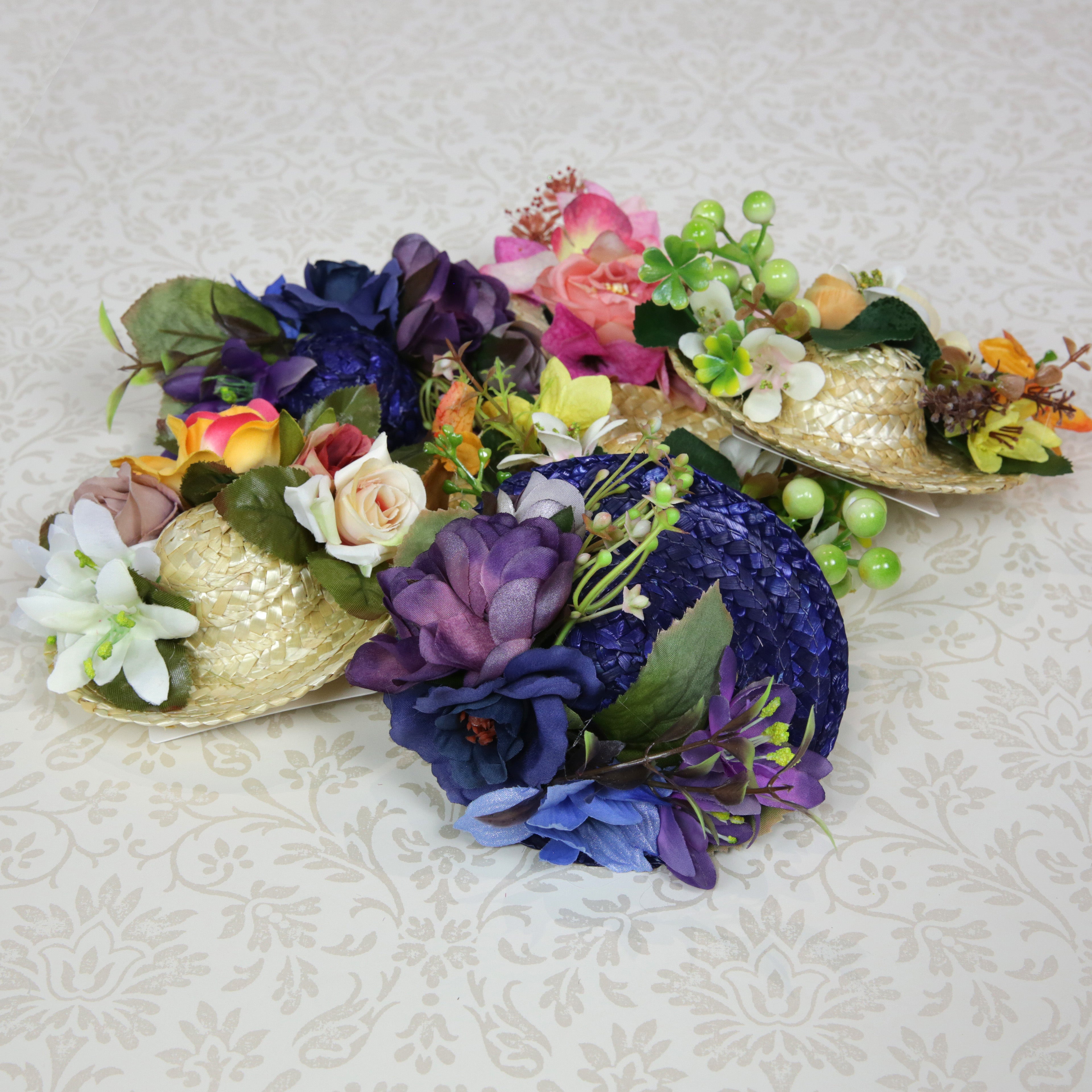 Mini Bouquet of Flowers Hat Hair Clips  - Pack of 12