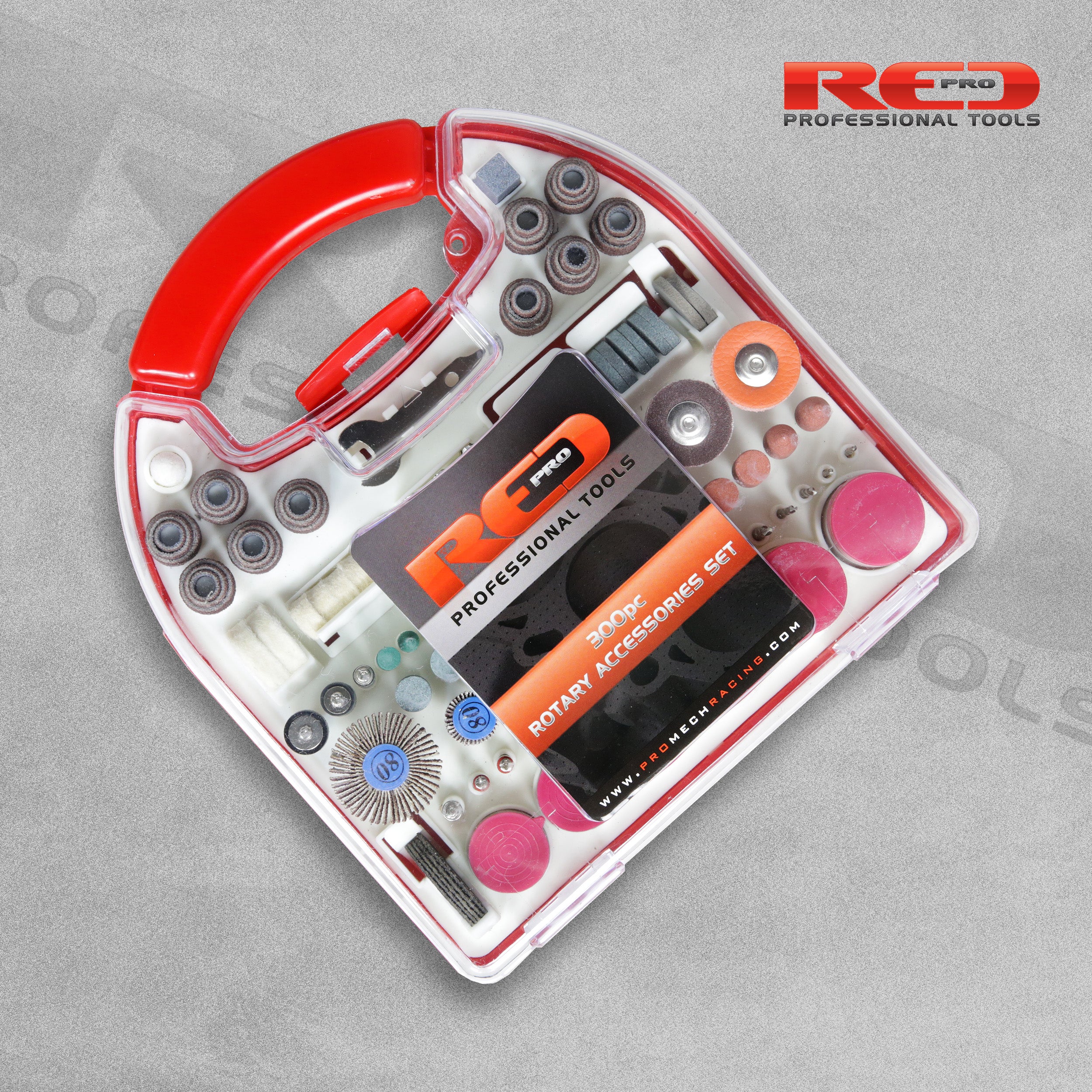 Red Pro Tools 300pc Rotary Tool Accessories Set