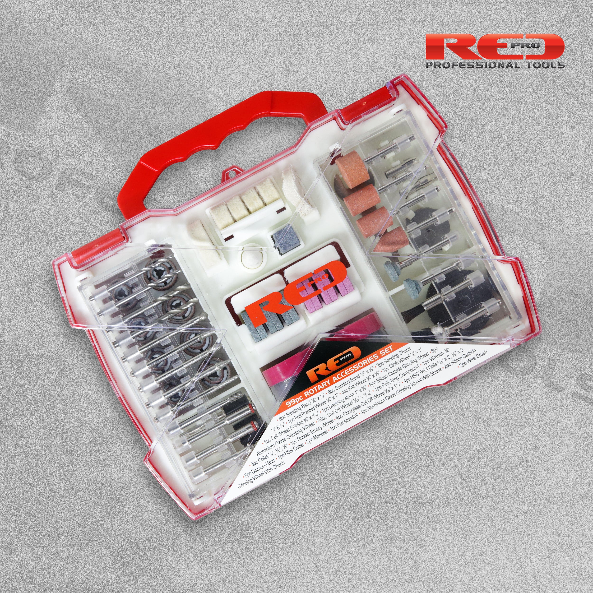 Red Pro Tools 99pc Rotary Tool Accessories Set