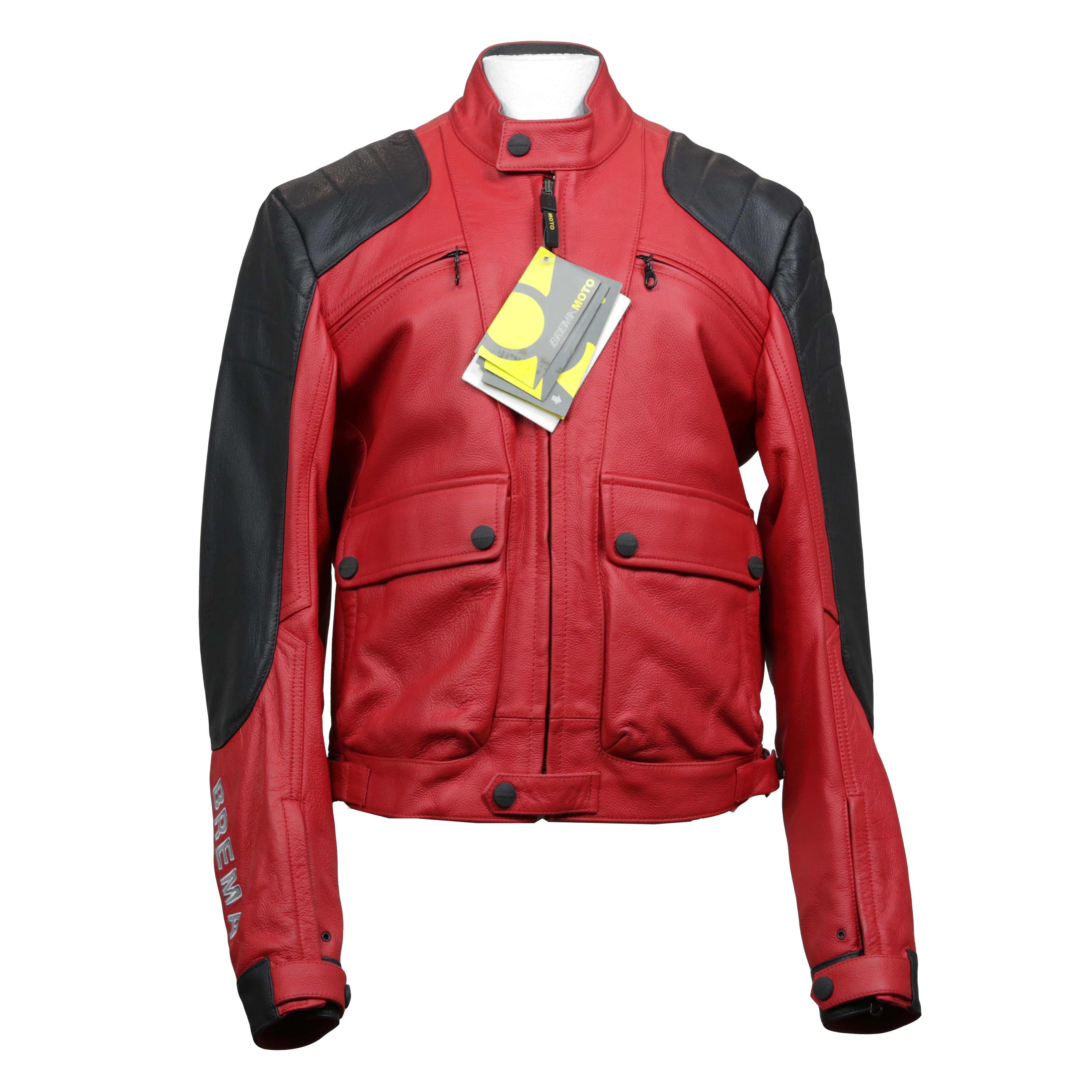 Brema Men's Leather Motorcycle Jacket - Red