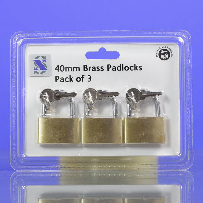 In-Excess Brass 40mm Padlocks Pack of 3
