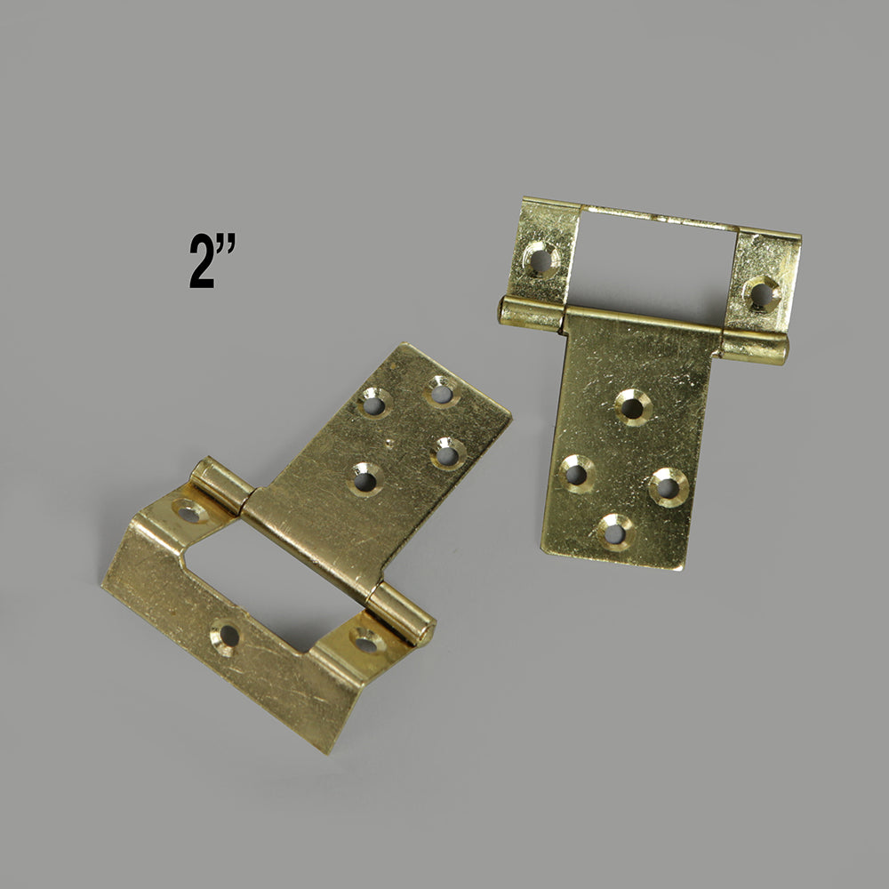 10x E/Brass Cranked Flush Hinge 50mm (2")