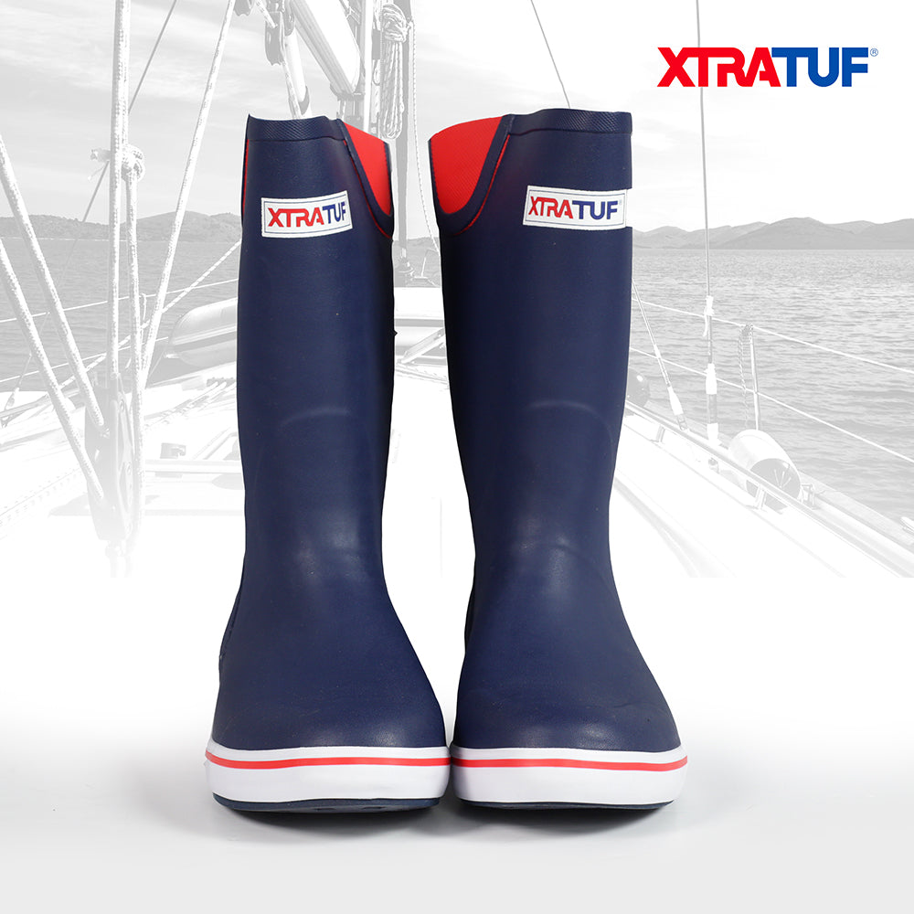 XTRATUF Men's Navy/Red 12" Rubber Deck Boot