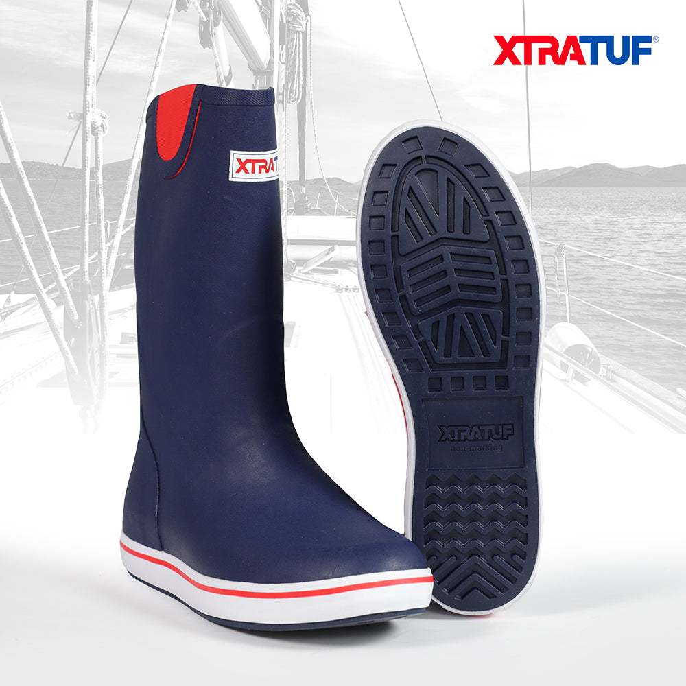 XTRATUF Men's Navy/Red 12" Rubber Deck Boot