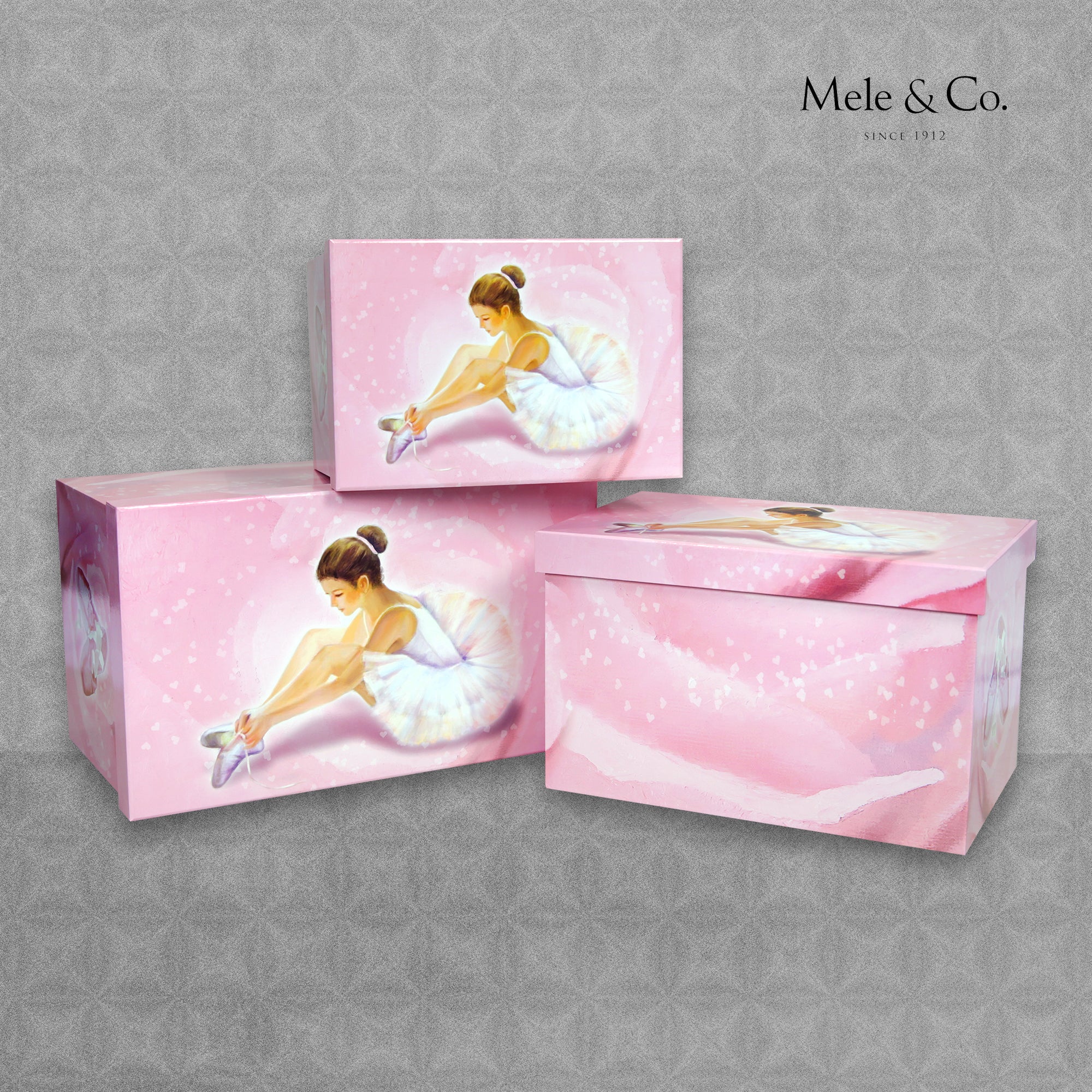 Mele & Co. Ballerina Design Storage Box Set - Pink & White
