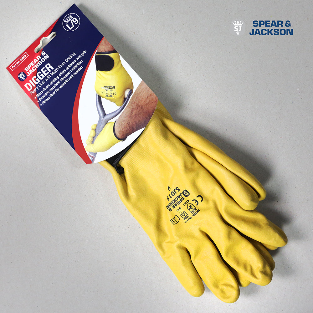 Spear & Jackson - Digger Fleece lined Gloves Size L/9