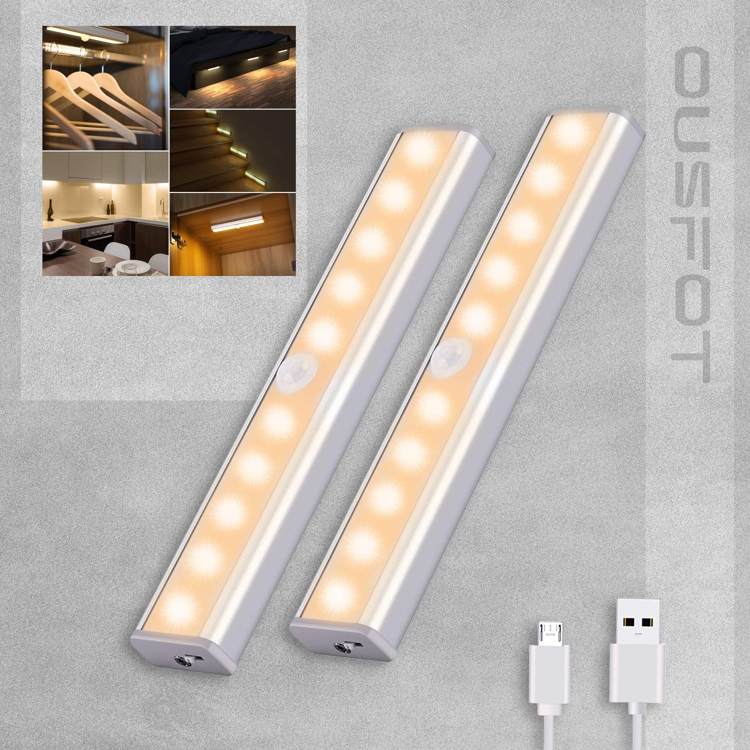 Motion Sensor 10 LED Rechargeable Night Light Twin Pack – In-Excess Direct