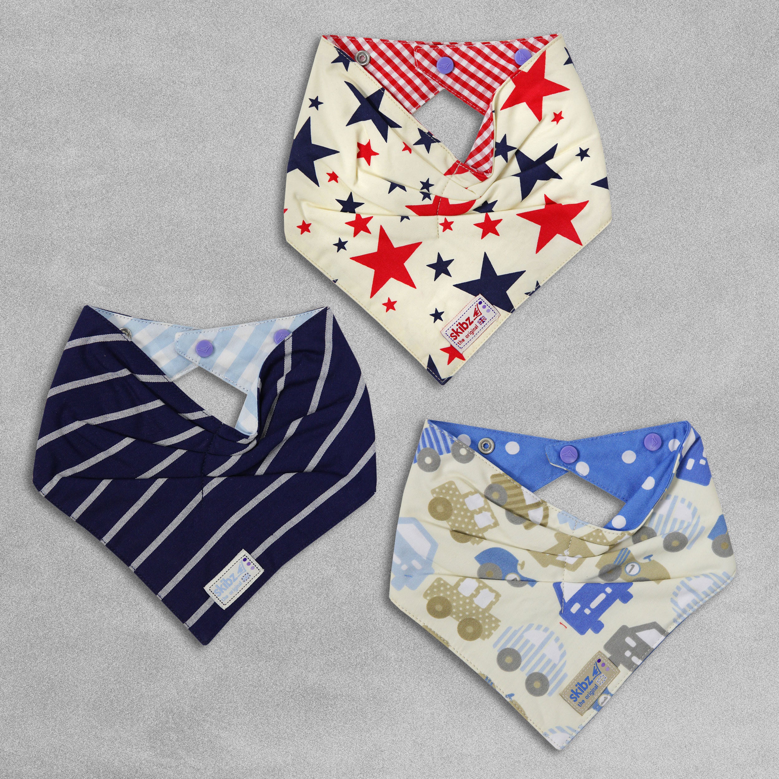 Skibz Original Bandana Baby Bib - Navy Nautical Stripe