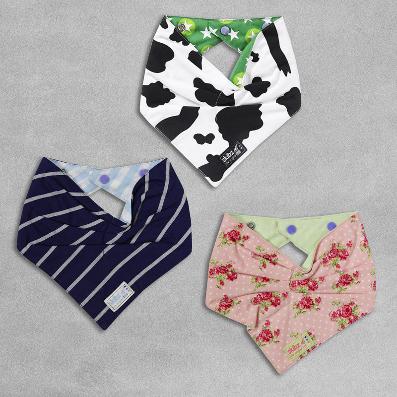 Skibz Original Bandana Baby Bib - Cow Print