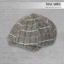 Tweed Cap - Black/Orange/Cream Wide Herringbone 8 Panel Newsboy / Baker Boy  - 0363