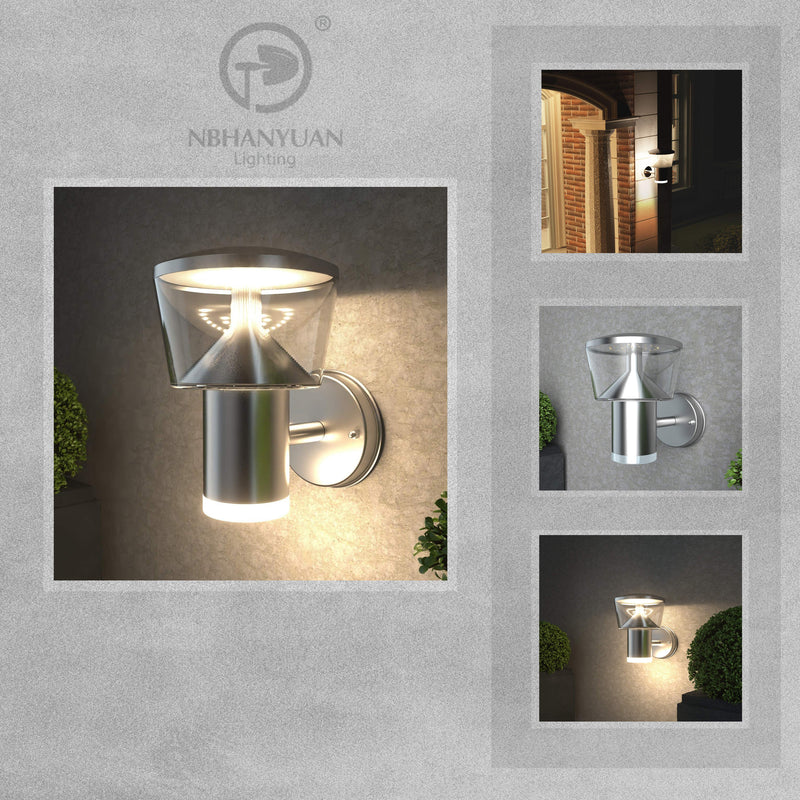 NBHANYUAN Lighting HY019AUP+1 Outdoor LED Wall Light - Brushed Stainless Steel