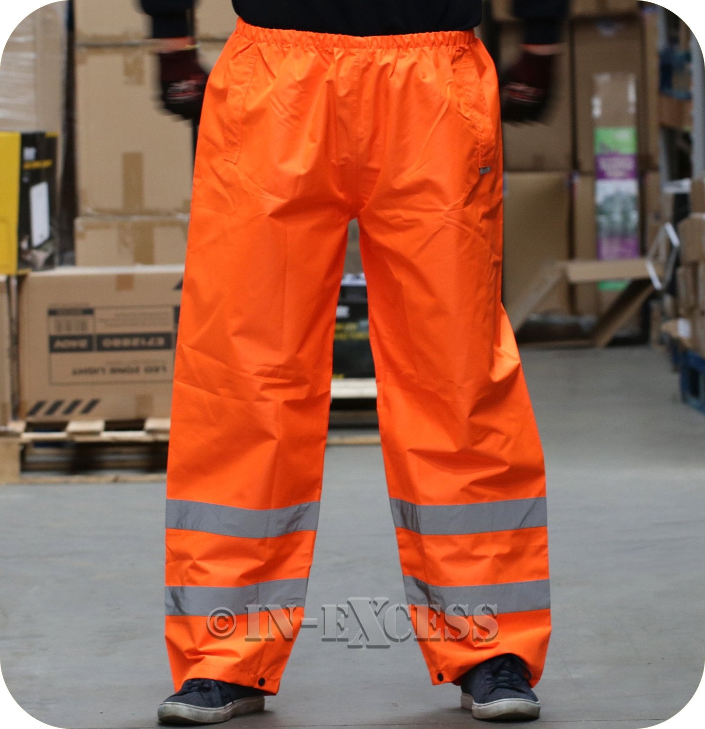 JSP Class 1 High Visibility Waterproof Elasticated Waist Reflective Over Trousers - Orange