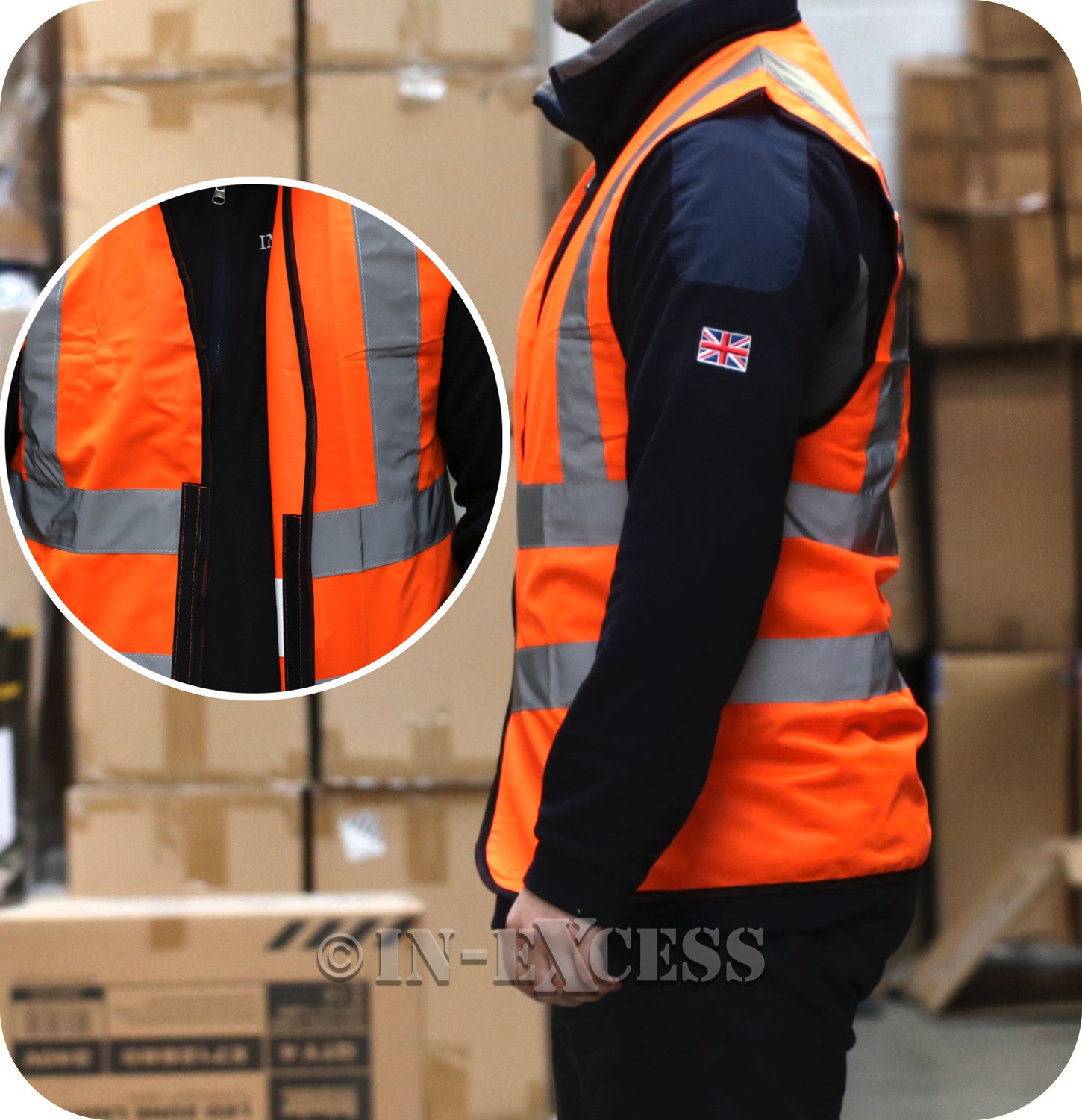 JSP Class 2 High Visibility Reflective Hook & Loop Vest Waist Coat - Orange